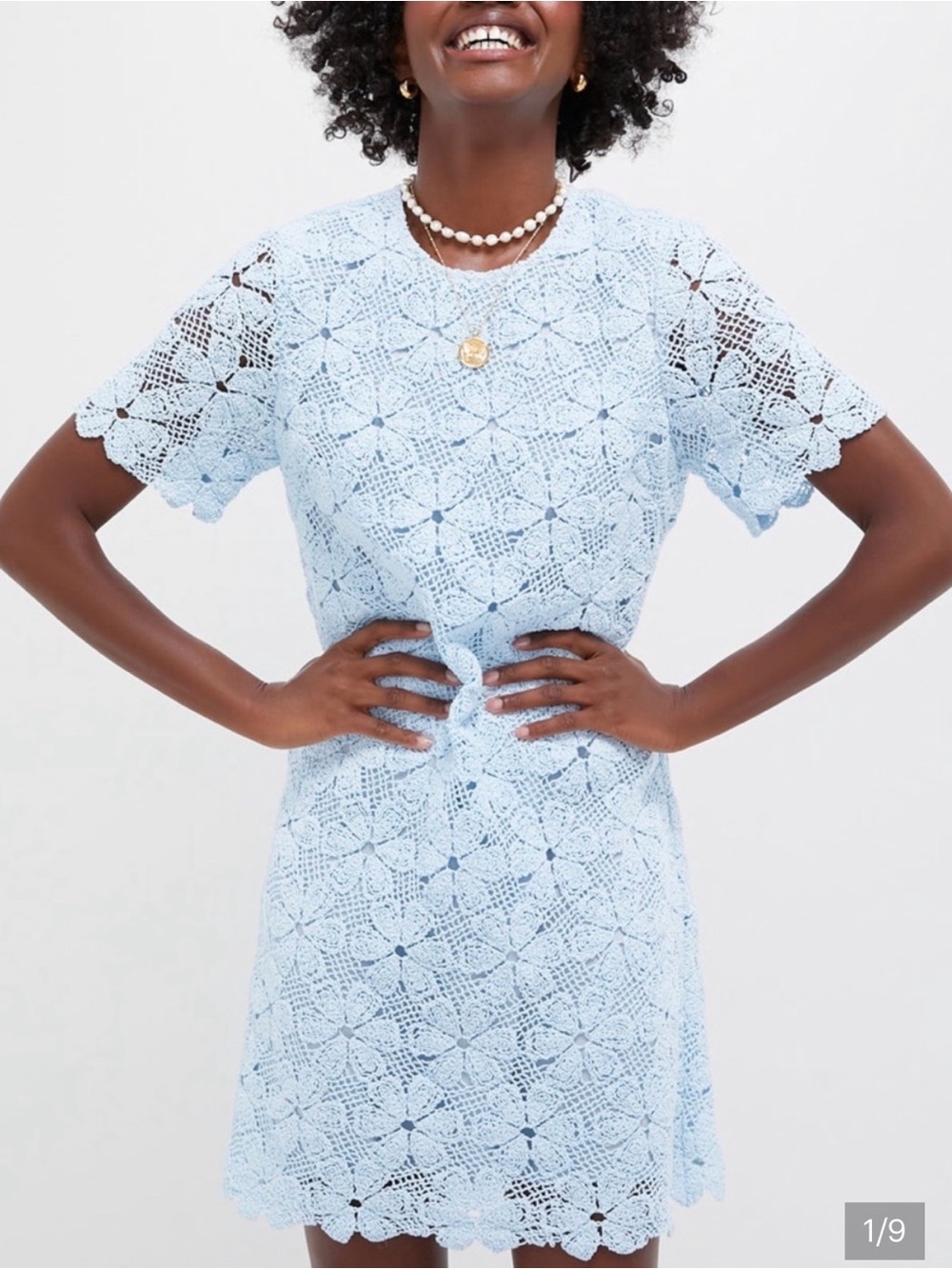 Tuckernuck light blue crochet dress - NWT (small rip in seam)